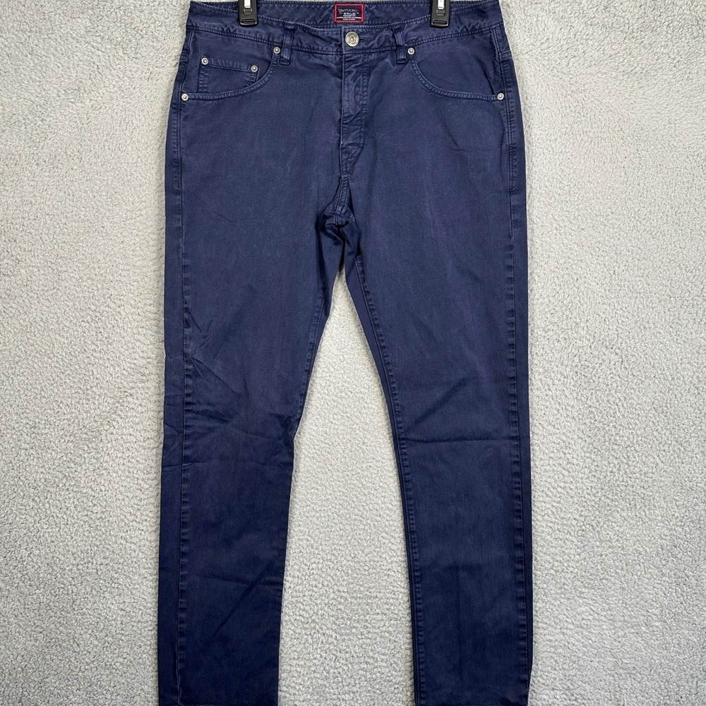 UNTUCKit Pima Cotton Blend Jeans Mens 34X32 Navy Blue Straight Fit Stretch EUC